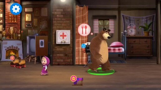 Мультфильм Игра для малышей Маша и Медведь 🐻🥳🏡 Малыши играют с Мишей