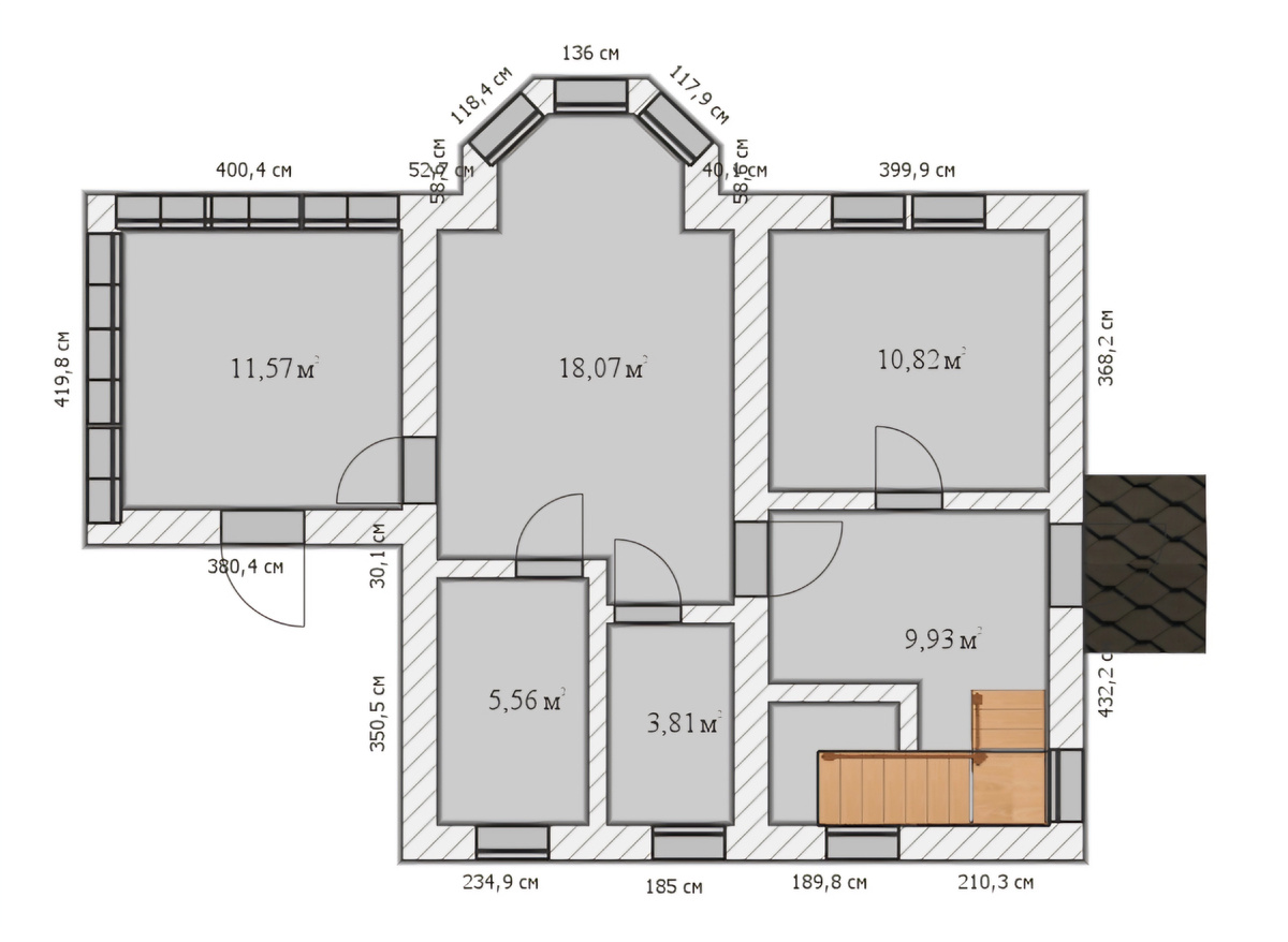 Возможная планировка первого этажа дома без доп.помещений