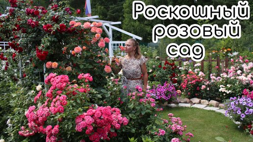 Роскошный розовый сад