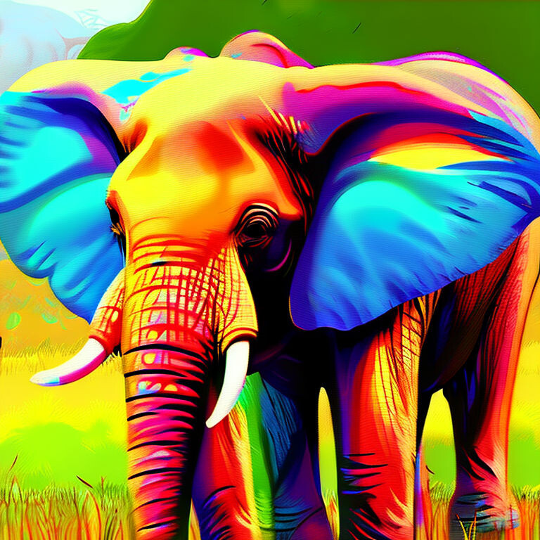 Слон в ярких красках