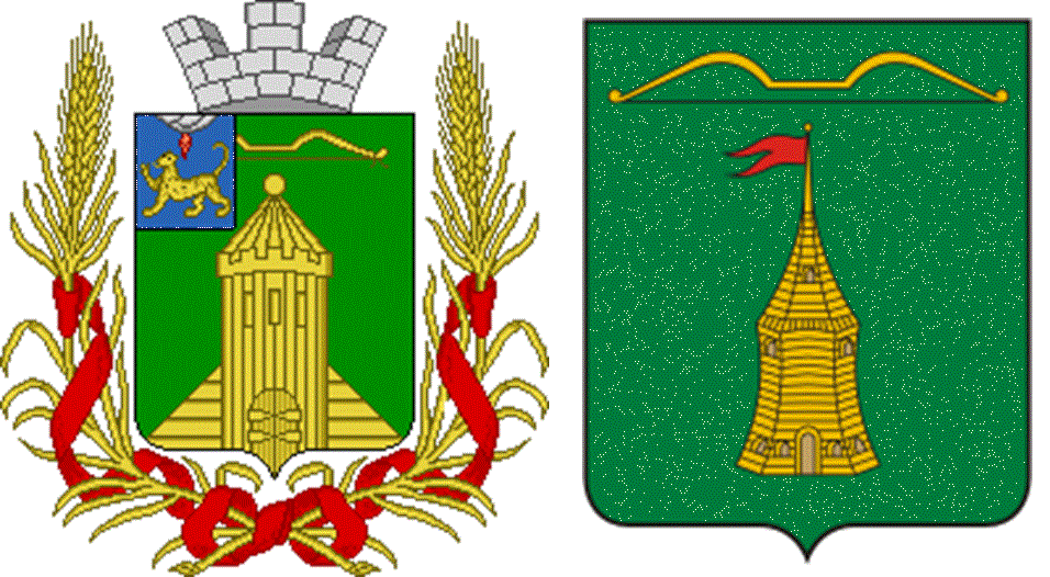 Справа - новый герб Торопца, слева - проект герба Торопца 19 в.