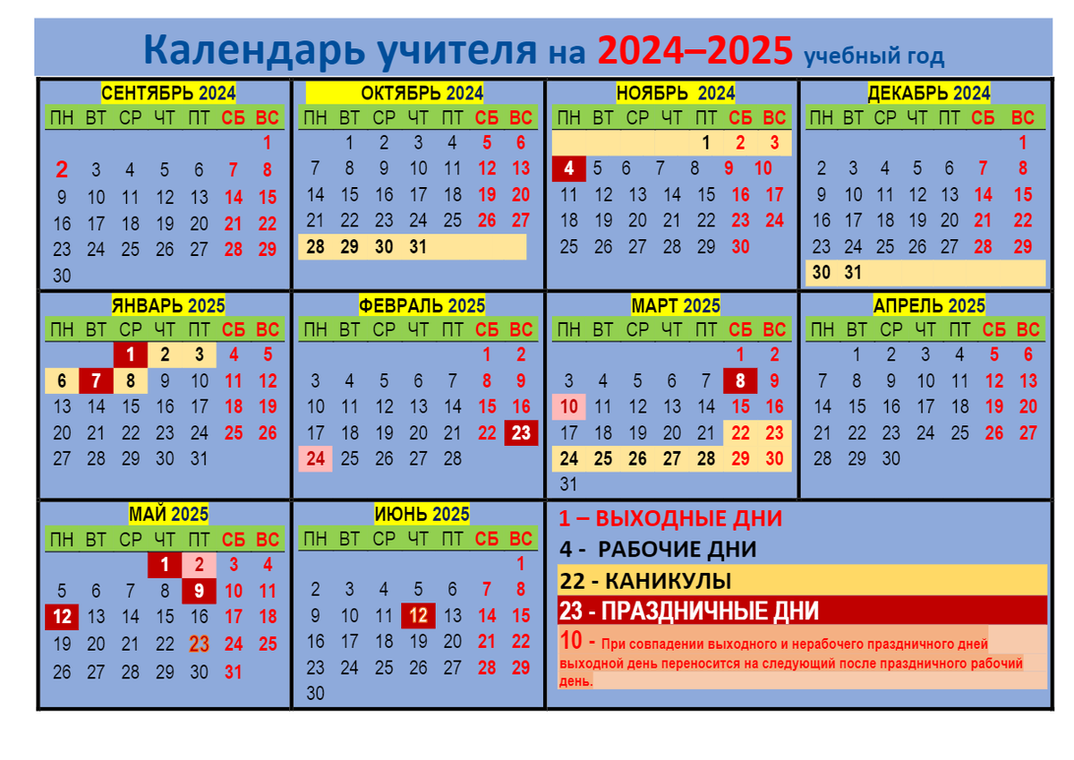 Осенние школьные каникулы в 2024 году