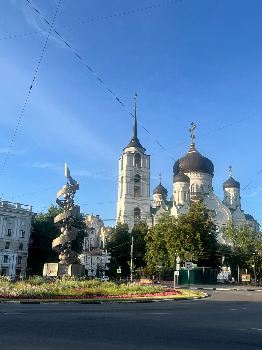 Вид на Благовещенский собор и памятник "Слава советской науке". Фото автора. 