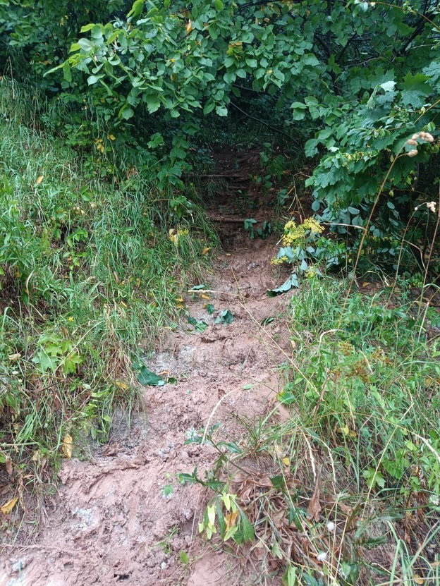    В Орлове после дождя сотрудники МЧС спасли семью с глинистого склона