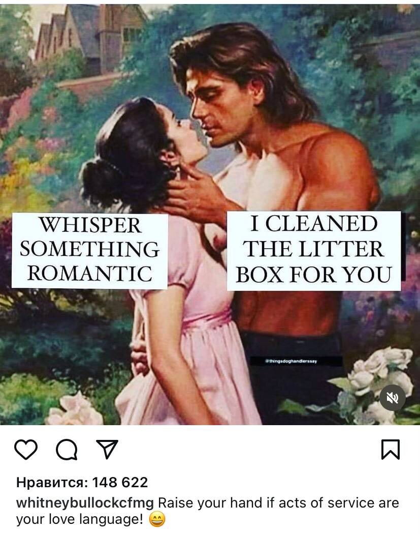 — Прошепчи что-нибудь романтичное!
— Я вычистил кошачий лоток ради тебя