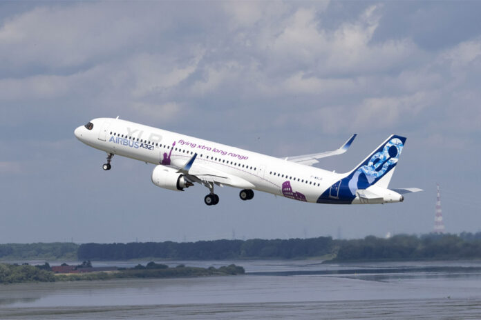 Первый взлет Airbus A321XLR. Фото: Lutz Borck, Airbus