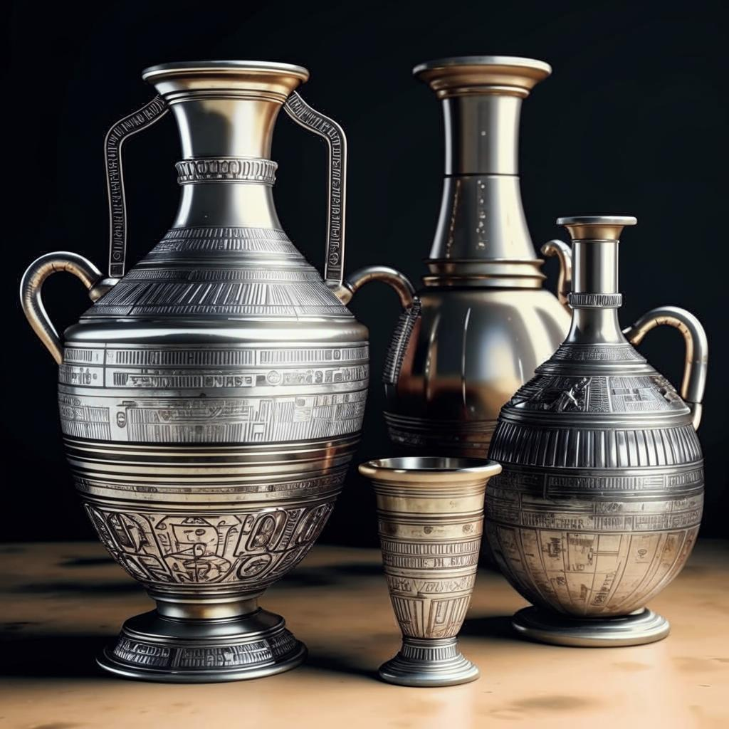 Серебряные сосуды для хранения жидкостей