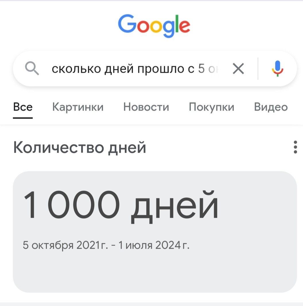 Запрос от 1 июля 2024г. Google посчитал!