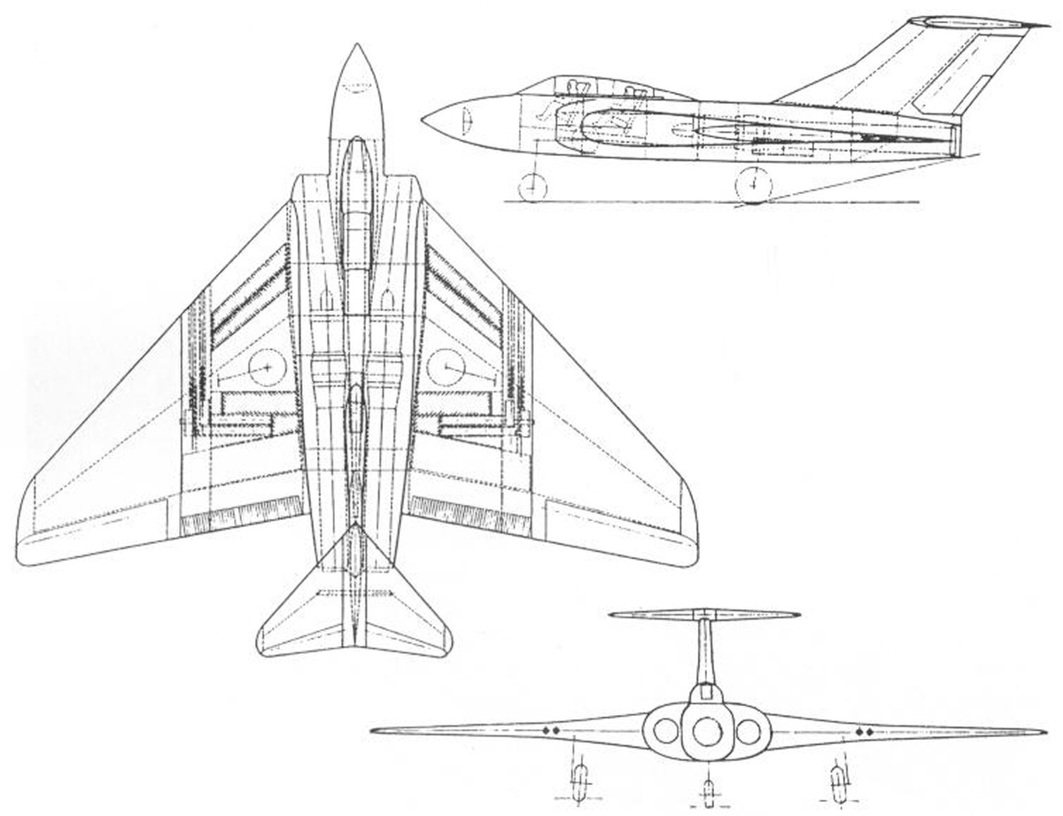 проект P.356 был первым вариантом, разработанным в рамках программы Thin Wing Javelin; июля 1953 года (музей реактивной авиации)