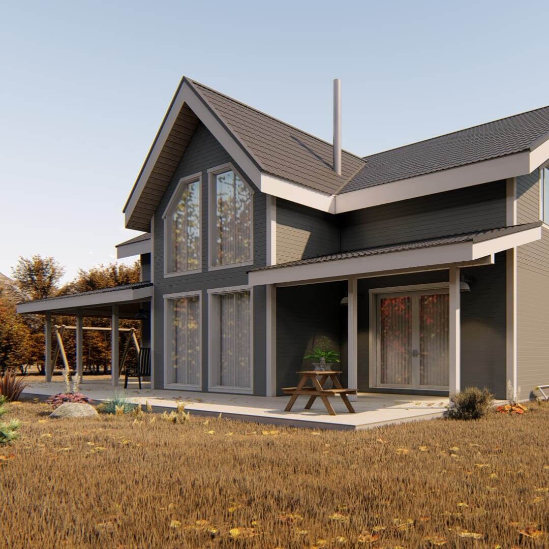 На втором этаже расположены 3 спальни и мастер-спальня, санузел и просторный холл.
