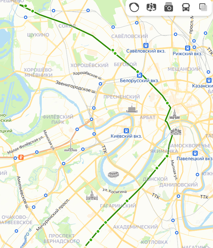 Маршрут М1. Источник: Яндекс Карты.