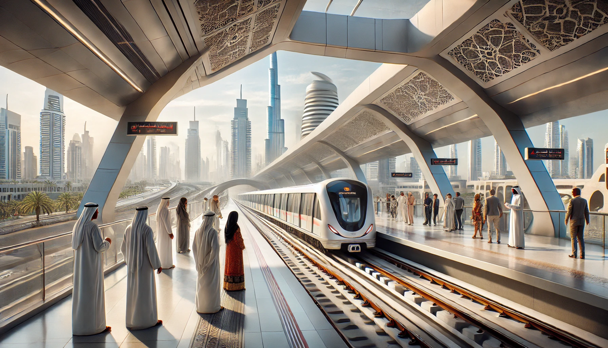 В Дубае большая часть станций метро надземная.