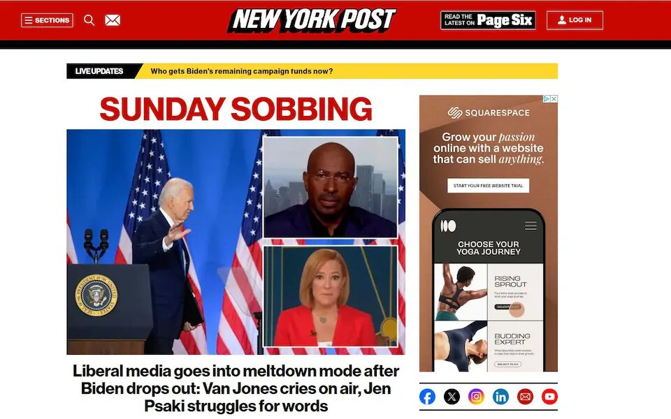 New York Times: После ухода Байдена демократы переходят на сторону Харрис.