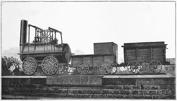 Картинка из свободных источников. Локомотив и вагон Stockton & Darlington. 
