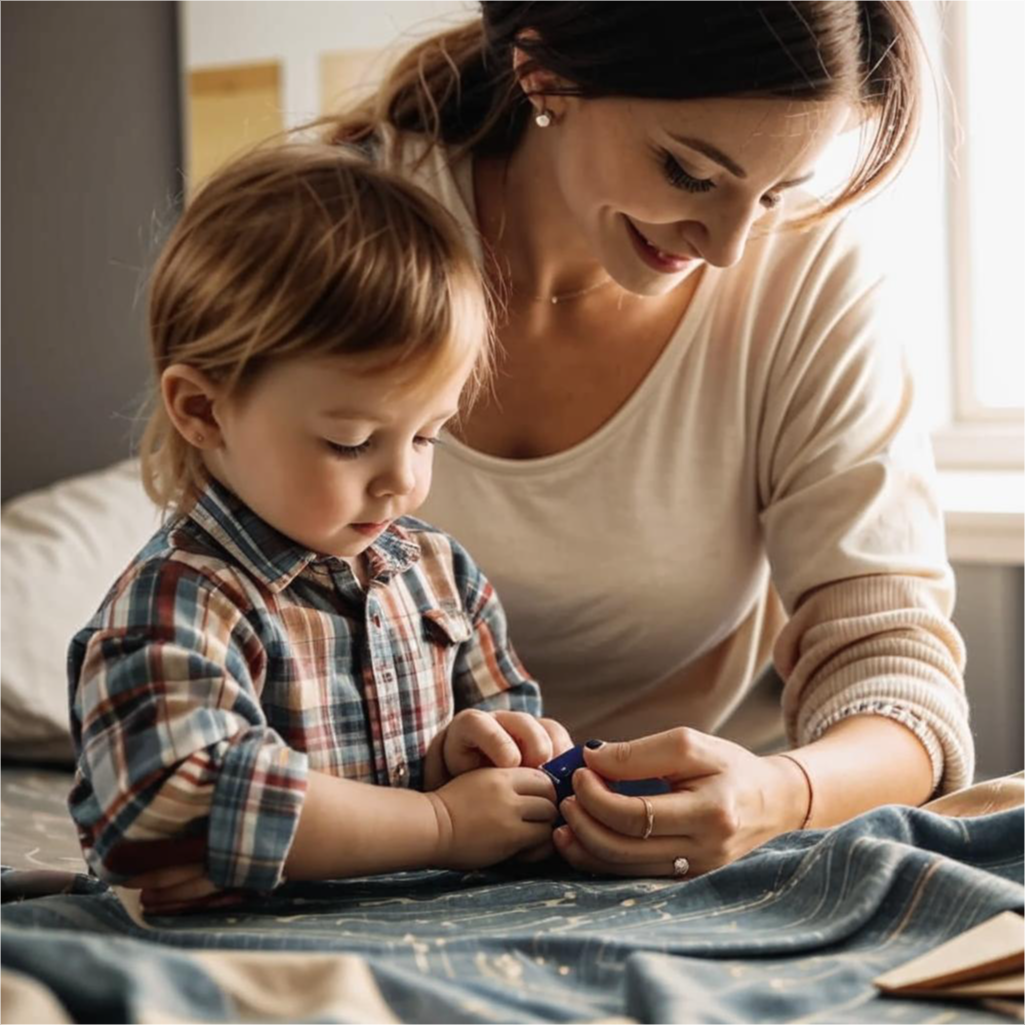На начальном этапе делайте вместе. Затем будьте рядом и направляйте. После ребенок делает сам.