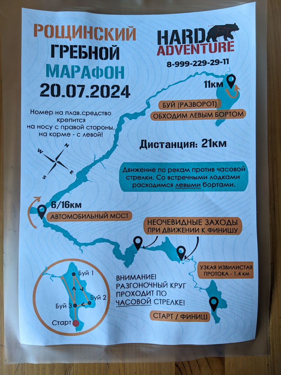 Схема маршрута Рощинского гребного марафона - 2024