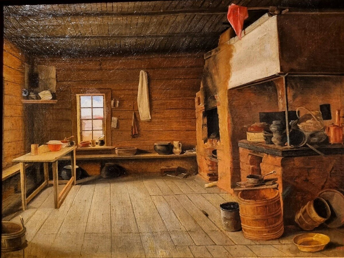 Николай Степанович Чернов 1822-1864 Внутренний вид избы, 1864  Холст, масло, Русский музей