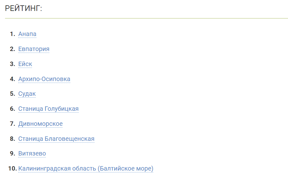 Список самых бюджетных курортов южного направления в нашей стране. 