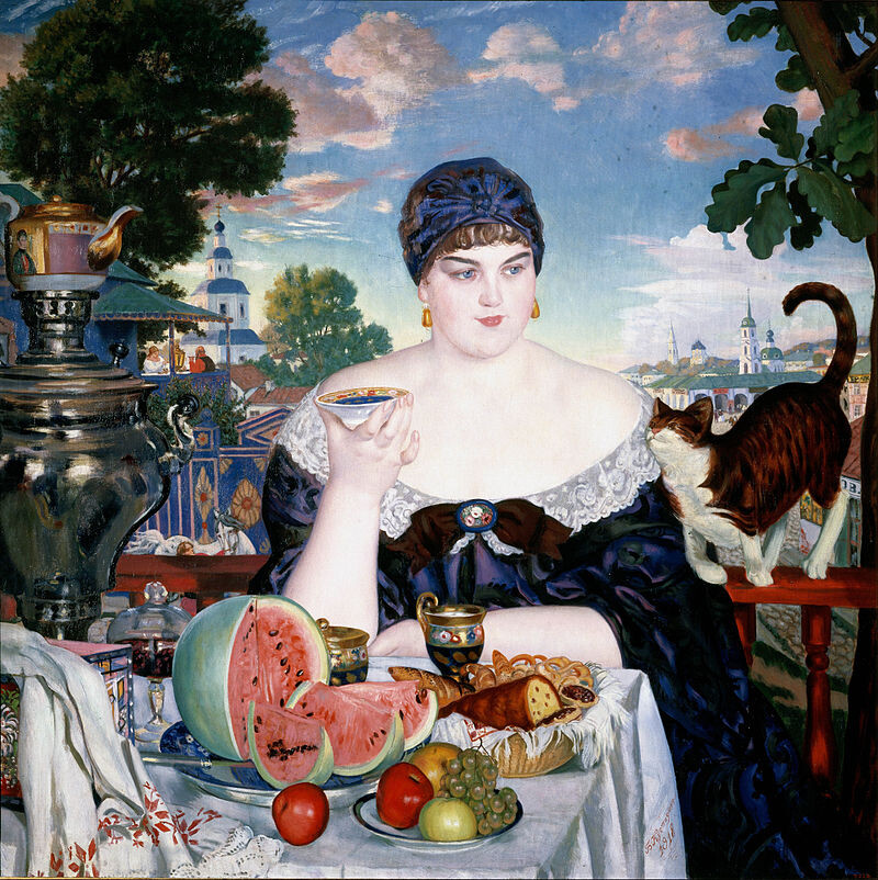 Борис Михайлович Кустодиев, «Купчиха за чаем», 1918 год. Из собрания Государственного Русского музея