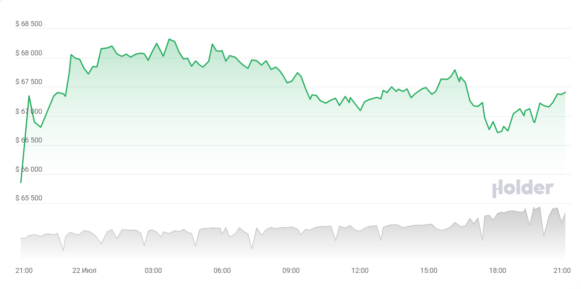 График движения цены Bitcoin за 22.07.2024
