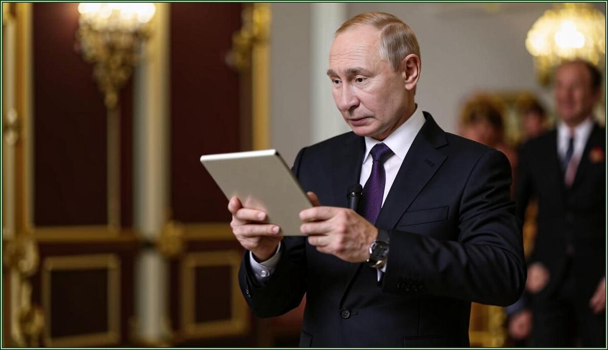 Путин держит в руках планшет