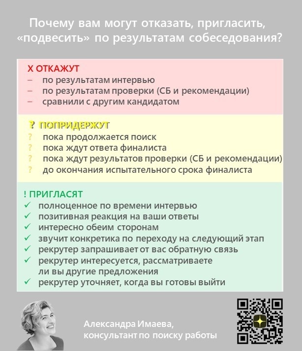 Причинно-следственные связи по результата прохождения собеседования