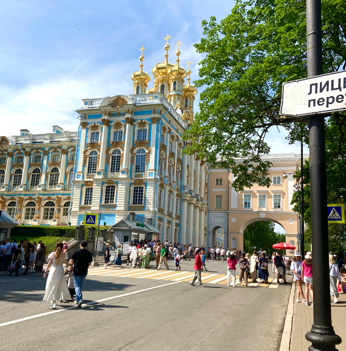 Екатерининский дворец, справа Лицей. Фото автора.