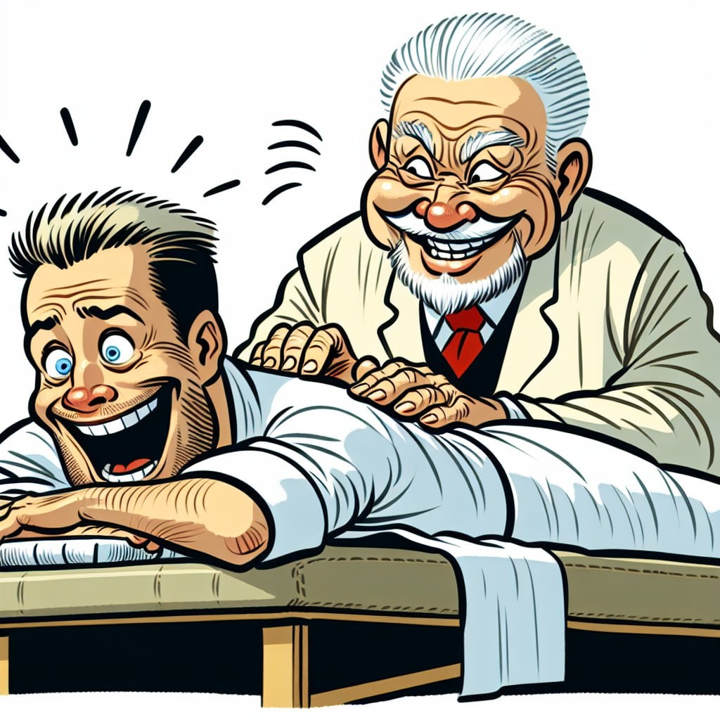 Смешной анекдот, карикатура, смешной рисунок о массаже простаты: неожиданные ситуации в кабинете врача