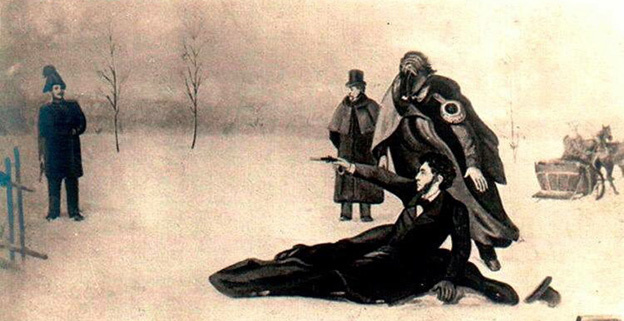 Дуэль Пушкина с Дантесом. Художник П.Ф.Пирожков.