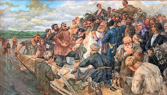 Картина художника Д.И. Каратанова "Расправа с воеводой Семёном Дурново во время Красноярского бунта"