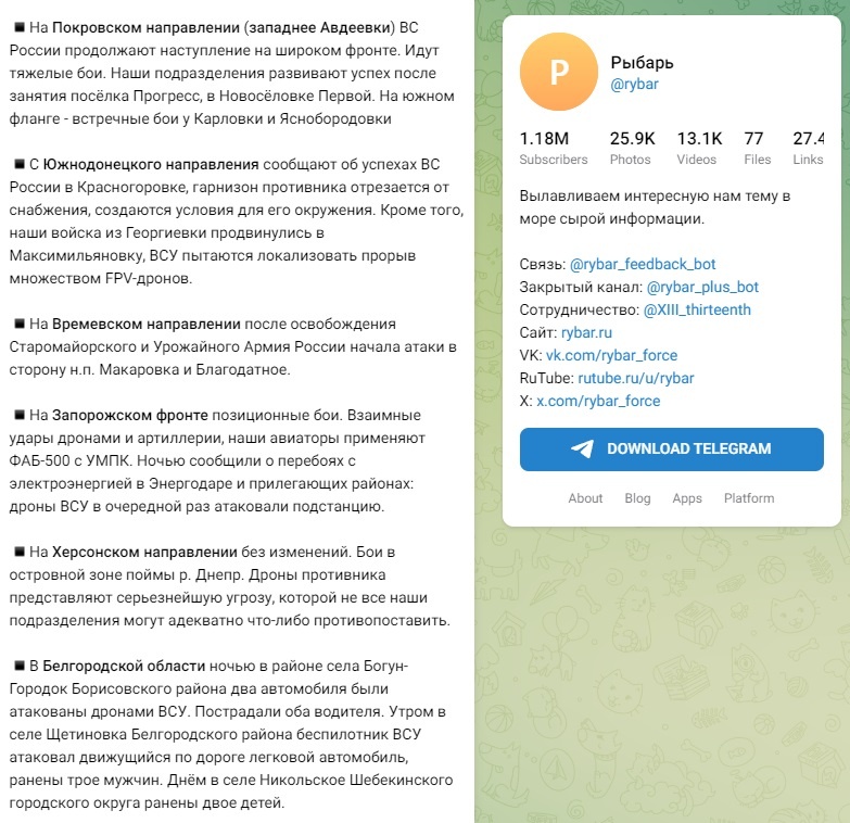 ФОТО: Скриншот https://t.me/rybar