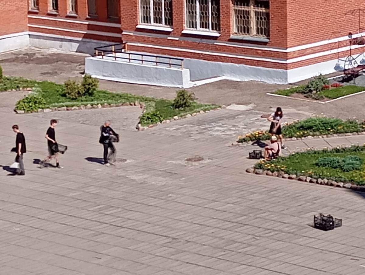 Вид на тружеников из моего окна.