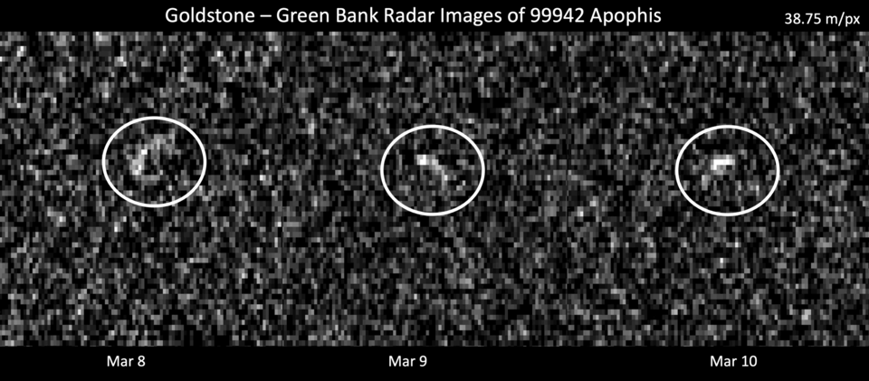 Радарные снимки астероида Апофис. ESA.