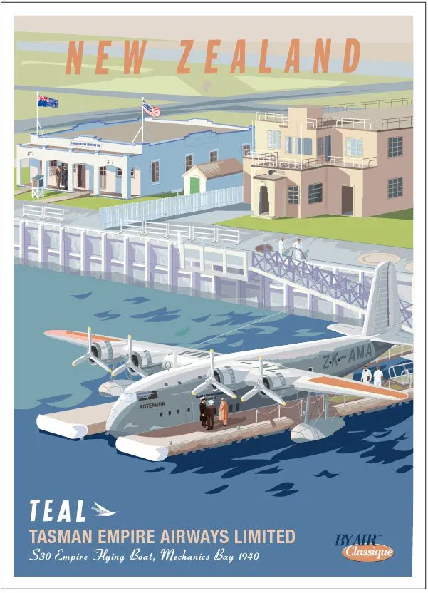 Плакат с изображением гидросамолета TEAL 1940-х годов. (Tasman Empire Airways Limited на Facebook)