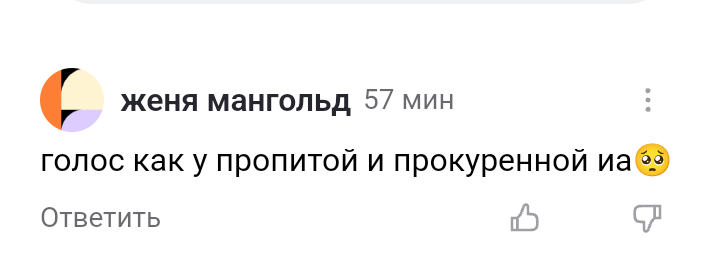 Скриншот из комментариев под видео