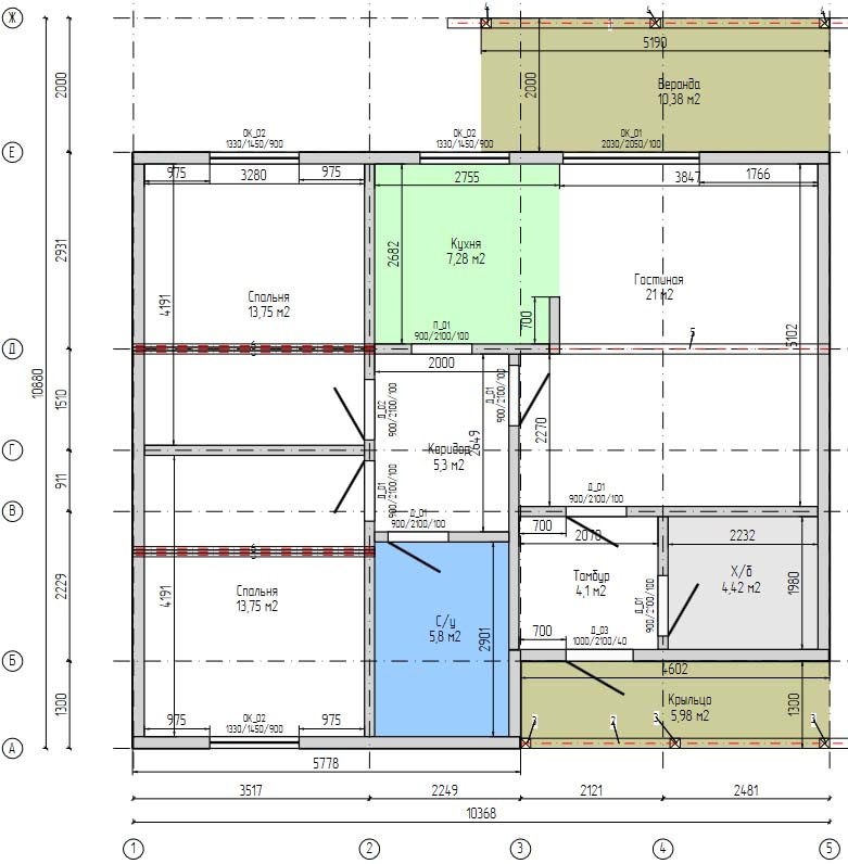 План помещений дома из сип панелей