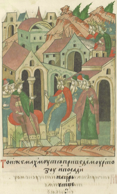 
Муртуза и Сайид-Ахмат II на ханском престоле
Источник: ru.wikipedia.org
