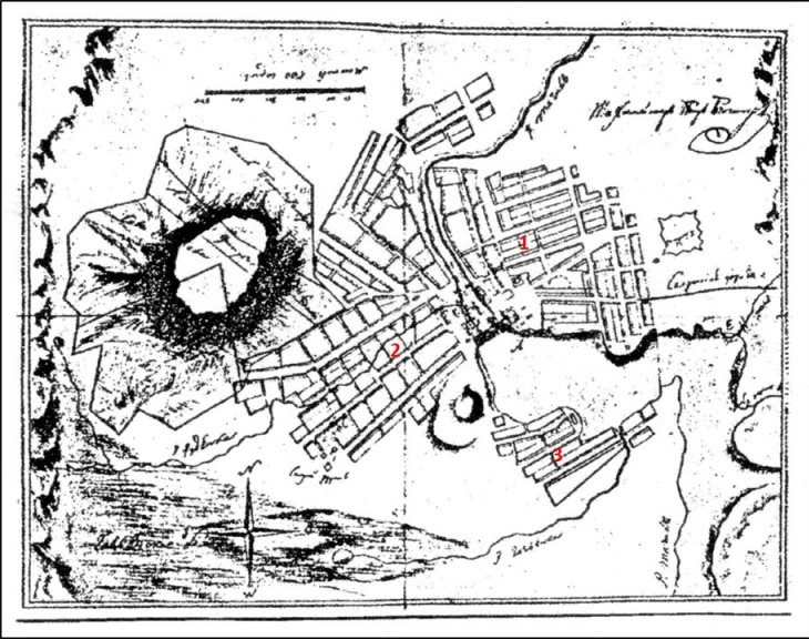 План Нижнетагильского завода, 1780-е гг. Цифрой «2» обозначен район Ключи.