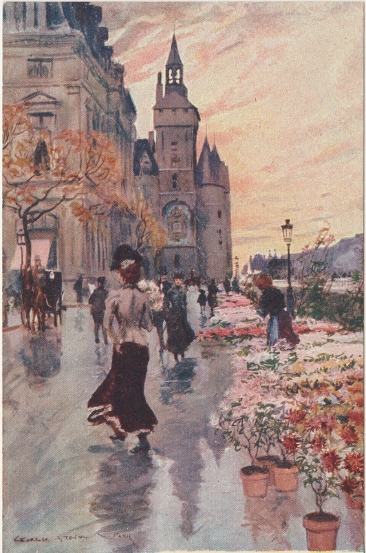Открытка "Консьержери. Цветочный базар. George Stein."