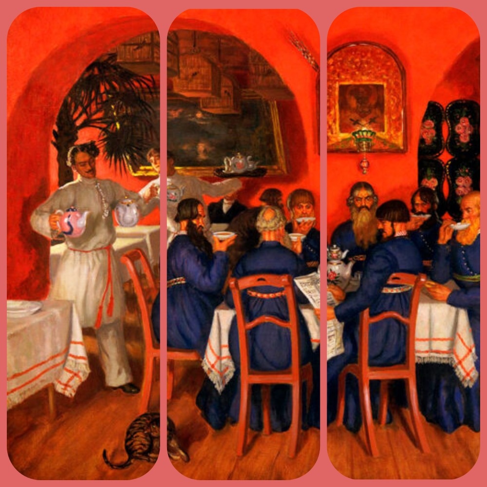 «Московский трактир» Бориса Кустодиева, 1916 (коллаж автора)