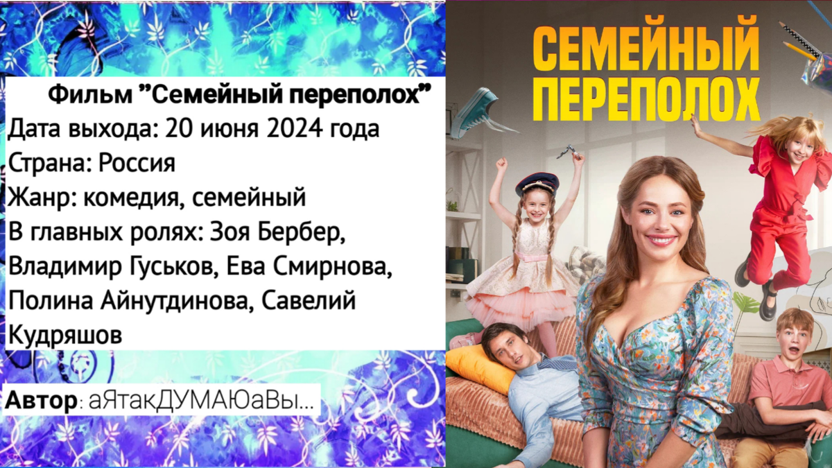 Коллаж создан автором этой статьи. В нем использован постер к фильму "Семейный переполох" 2024 года. Источник: https://www.kinopoisk.ru/picture/4108214/