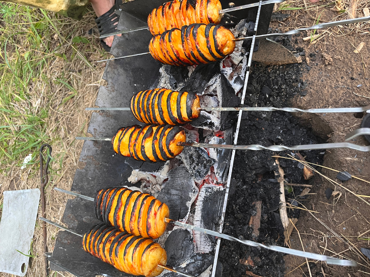 А это у нас очень вкусная и нежная картошечка на углях получилась😍