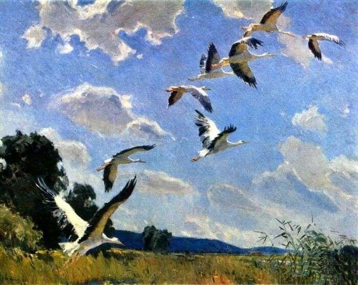 Картина Ивана Антоновича Тихого "Аисты", 1960 г. 