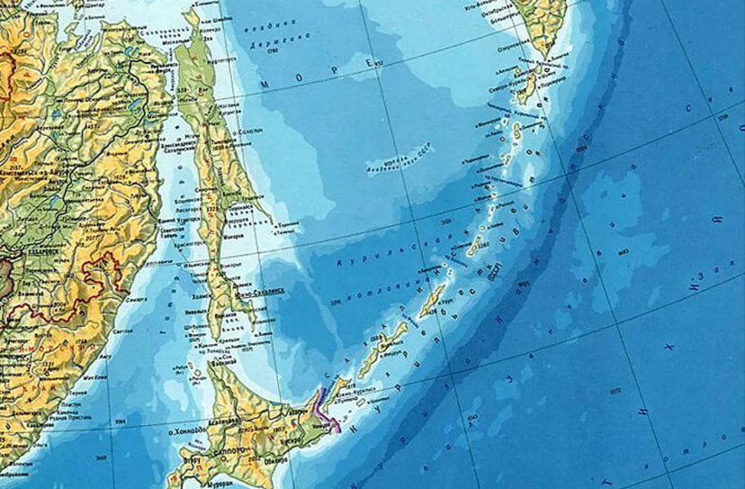 Карта Курильских островов и Сахалина 