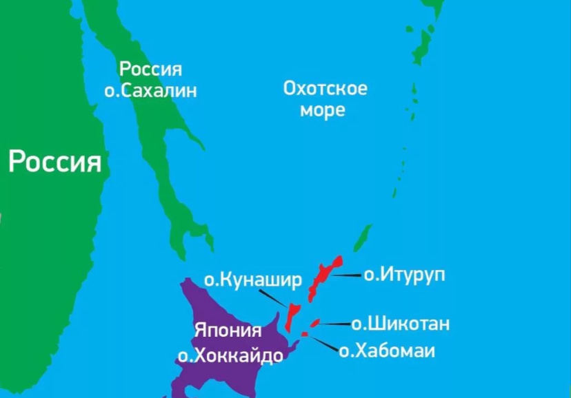 Острова на которые претендует Япония и одновременно карта Курил на начало-середину XIX века