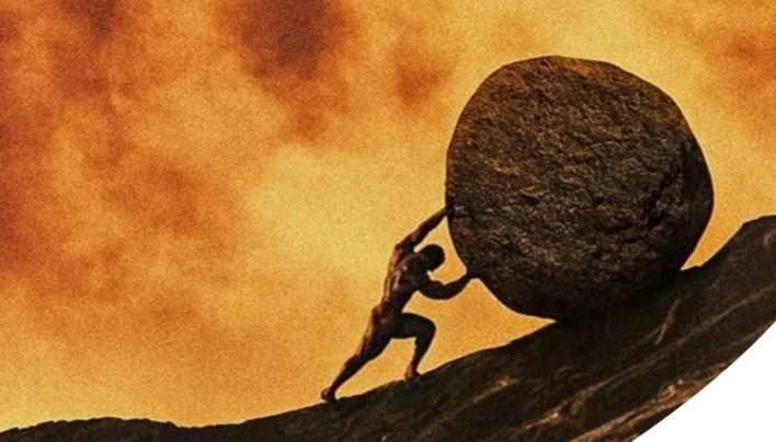 Сизиф катит камень в гору. Интернет.