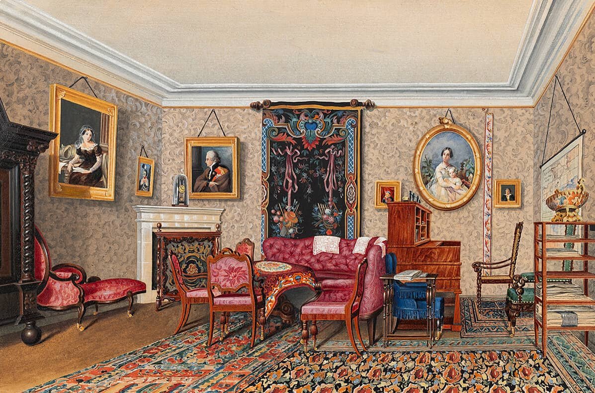 Интерьер в Павлине (дача Виельгорского). 1840-е. Софья Соллогуб.