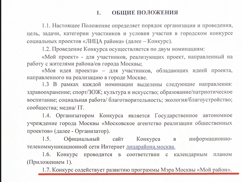 Скрин с положения конкурса "Лица района"