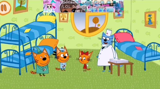 Мультфильм Игра для малышей Три Кота 🐈‍⬛🌳🚗 Котик идёт на прививку 🧫💊💉