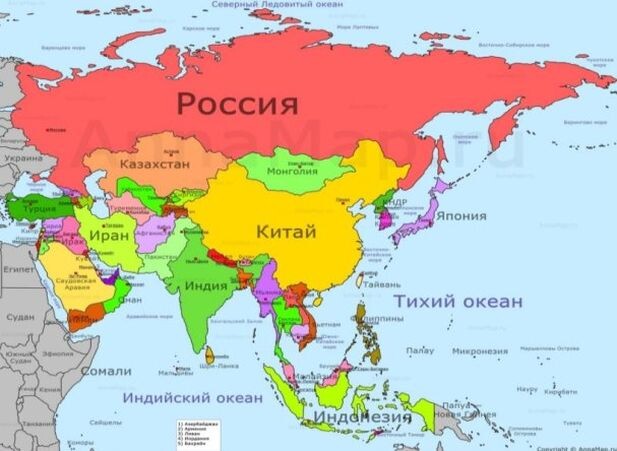 Политическая карта Азии